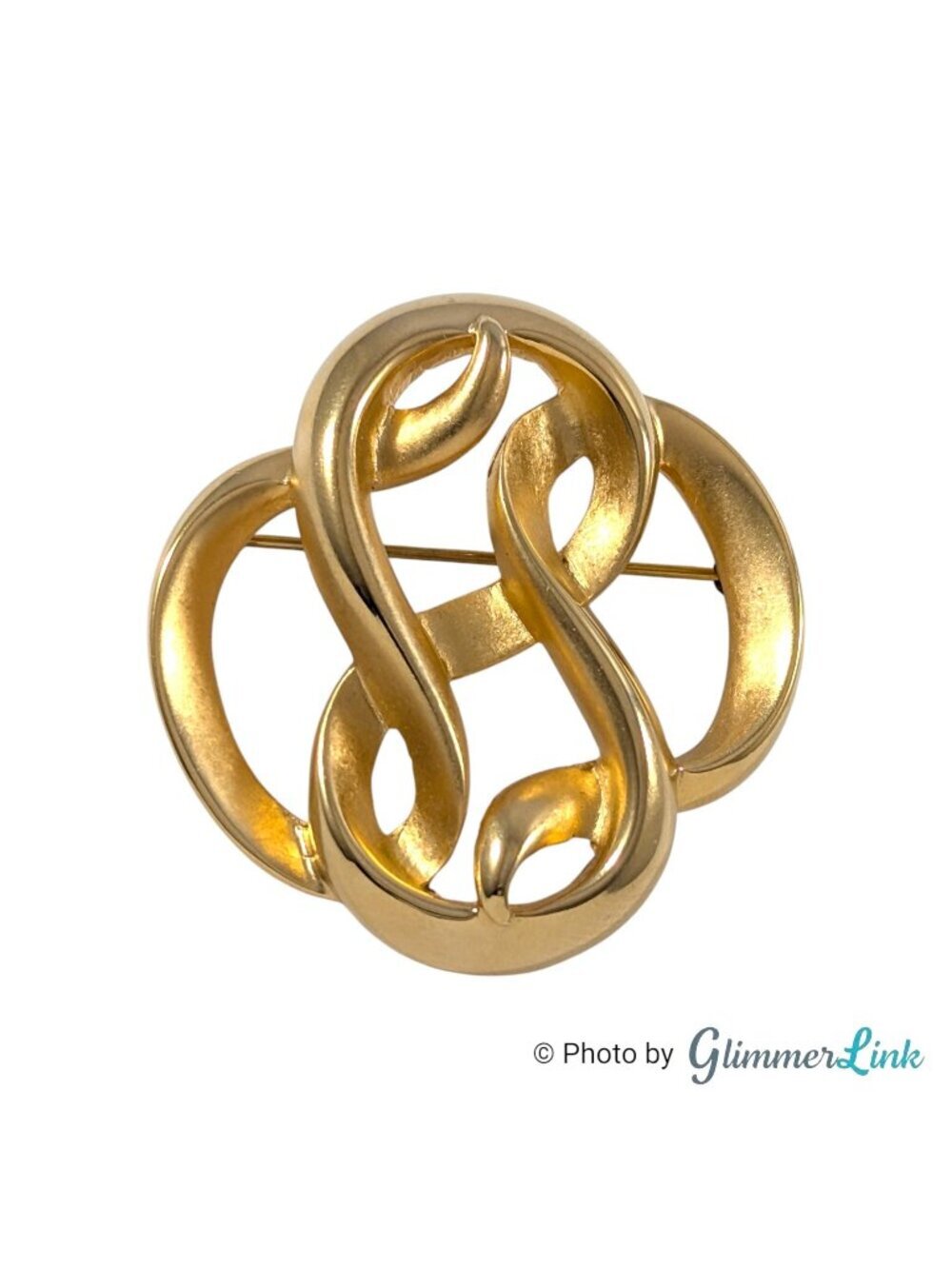 Vintage Erwin Pearl Gold Tone Abstract Knot Brooch Signed PEP Designer Pin